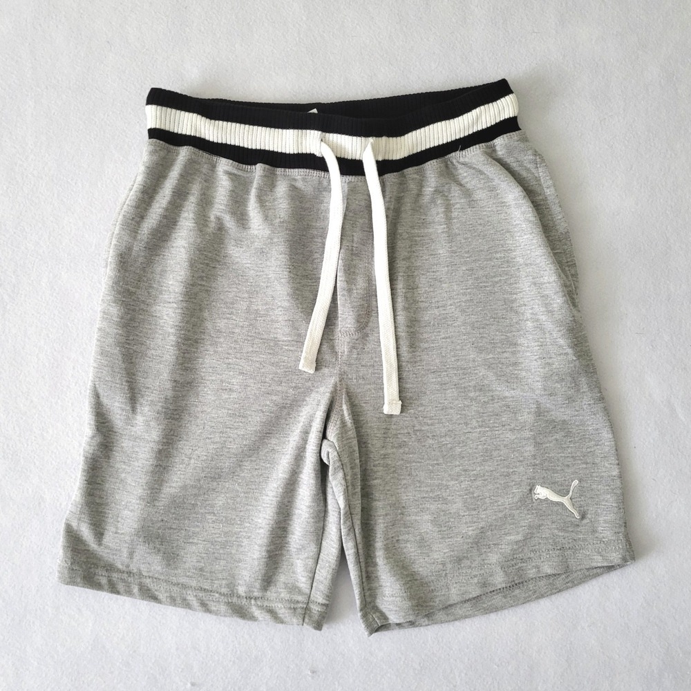 Puma Sweat Shorts Mens Medium Gray Athletic Drawstring Elastic Terry Cotton
